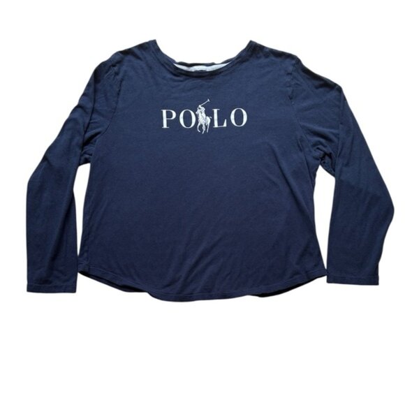 Polo Ralph Lauren Women's Navy Long Sleeve Logo Tee Size XL - Picture 1 of 11